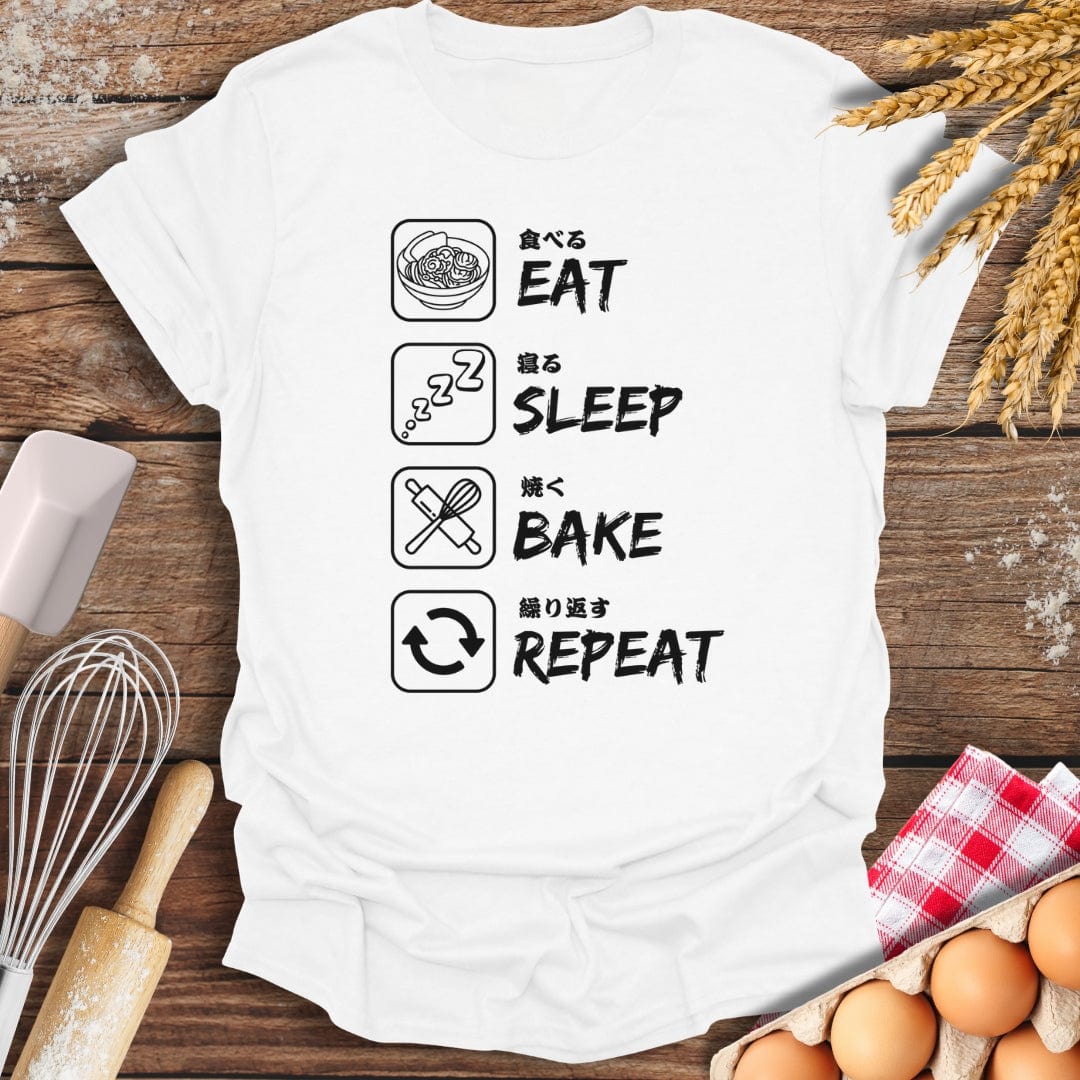 Eat Sleep Bake Repeat T-Shirt White / S Baking Threads