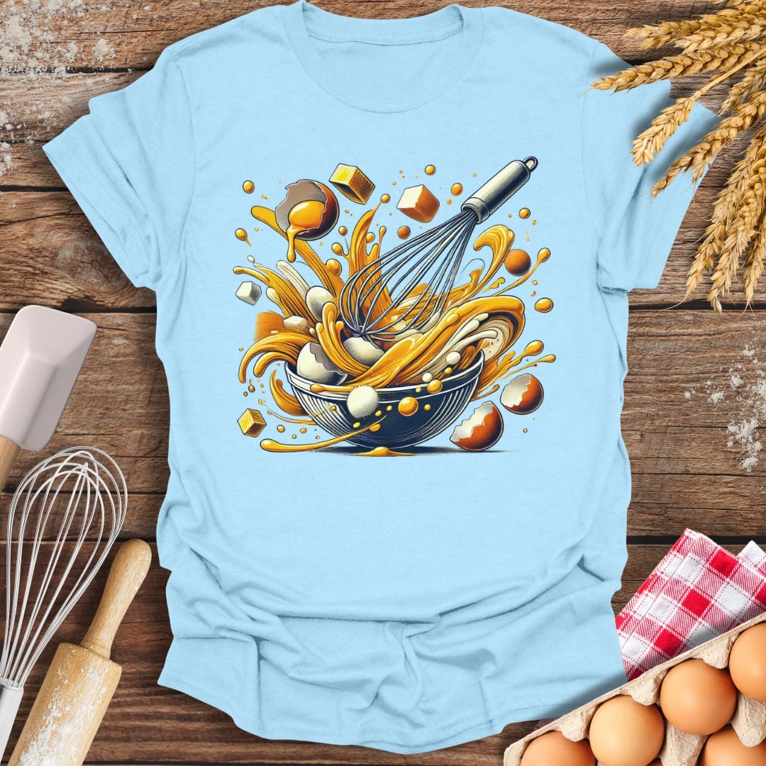 Egg Whisking Frenzy T-Shirt Light Blue / S Baking Threads