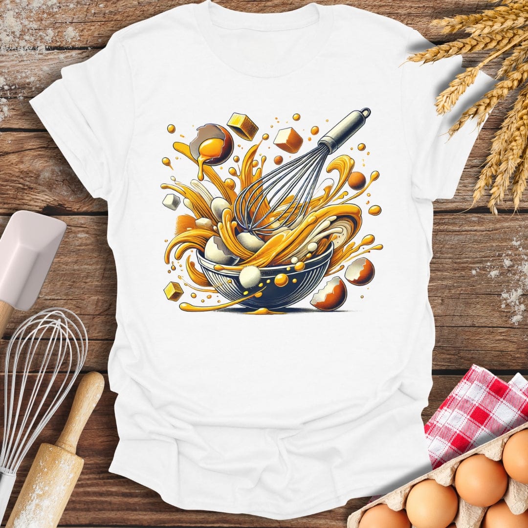 Egg Whisking Frenzy T-Shirt White / S Baking Threads