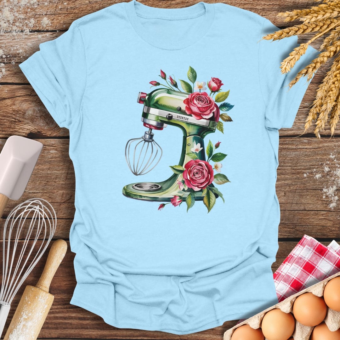 Floral Green Mixer T-Shirt Light Blue / S Baking Threads