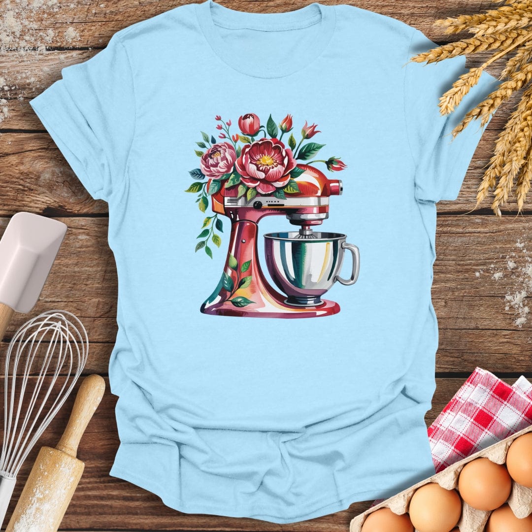 Floral Red Mixer T-Shirt Light Blue / S Baking Threads