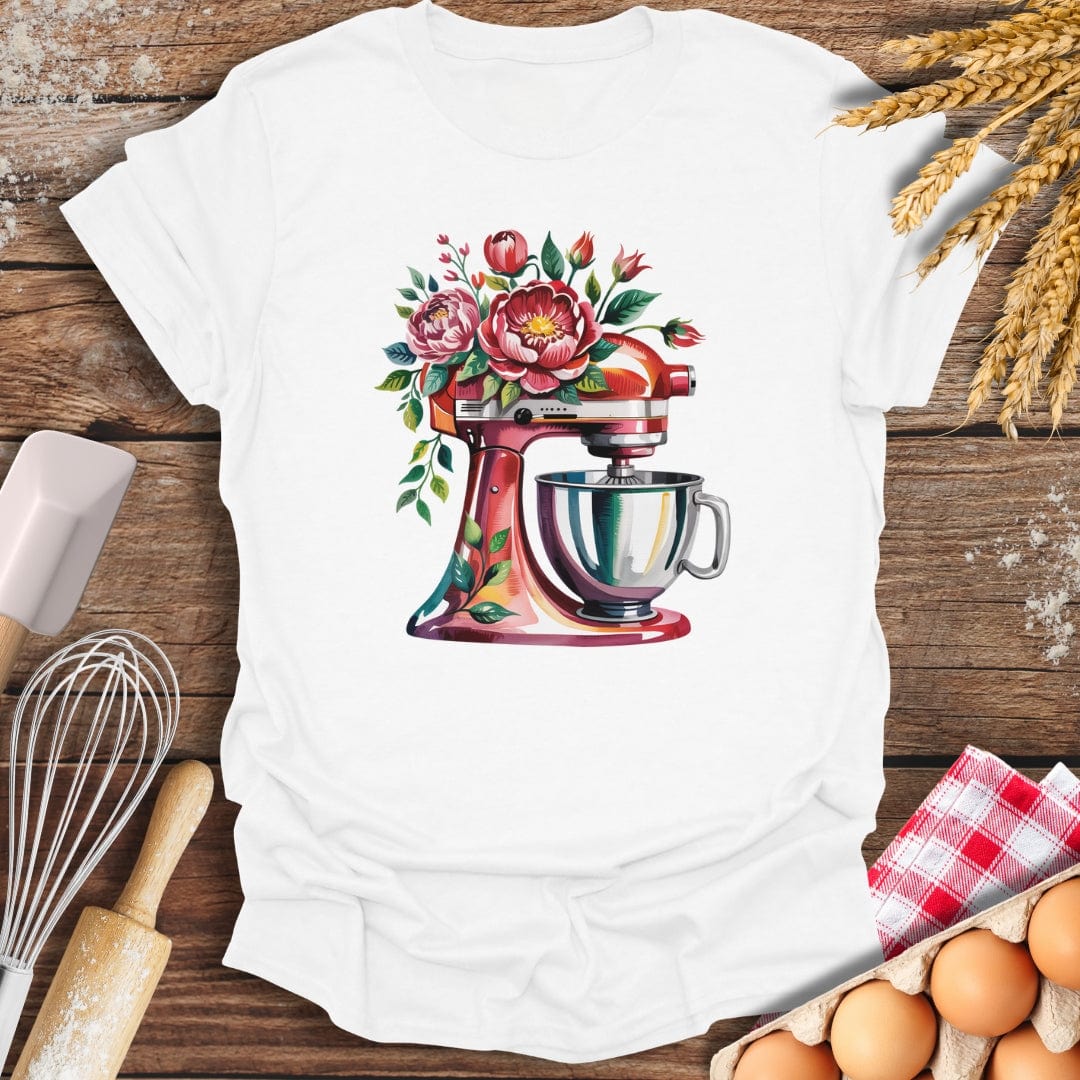 Floral Red Mixer T-Shirt White / S Baking Threads