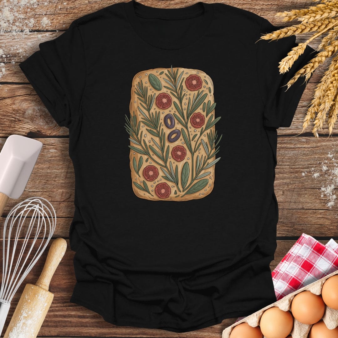 Focaccia Flowerbed T-Shirt Black / S Baking Threads