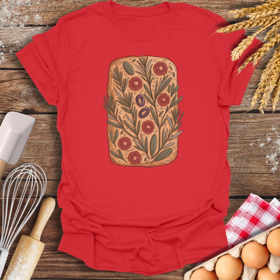 Focaccia Flowerbed T-Shirt Red / S Baking Threads