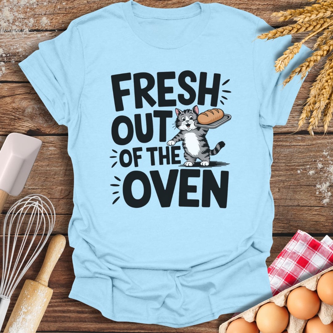 Fresh Out of The Oven Cat T-Shirt Light Blue / S Baking Threads