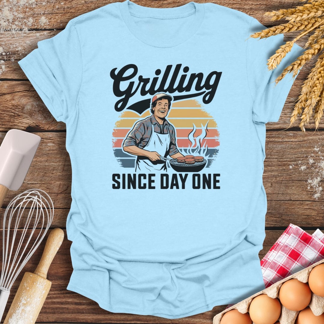 Grilling Since Day One T-Shirt Light Blue / S Baking Threads
