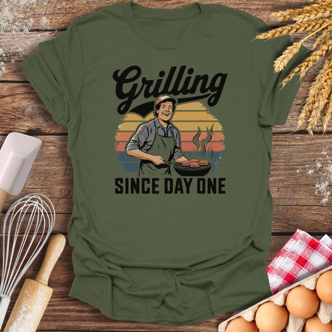 Grilling Since Day One T-Shirt Military Green / S Baking Threads