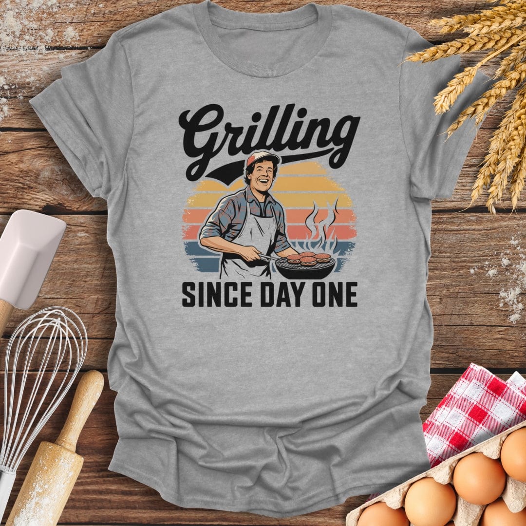Grilling Since Day One T-Shirt Sport Grey / S Baking Threads