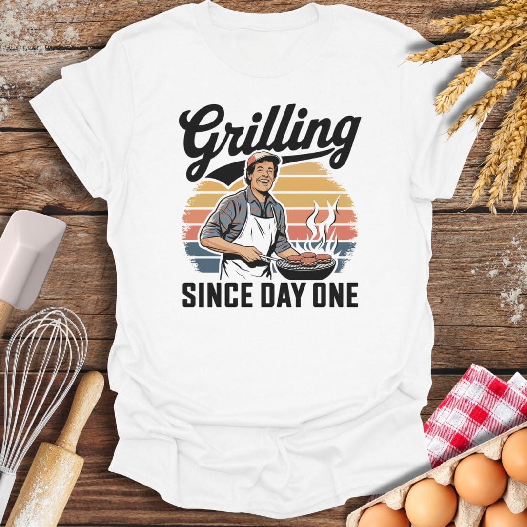 Grilling Since Day One T-Shirt White / S Baking Threads