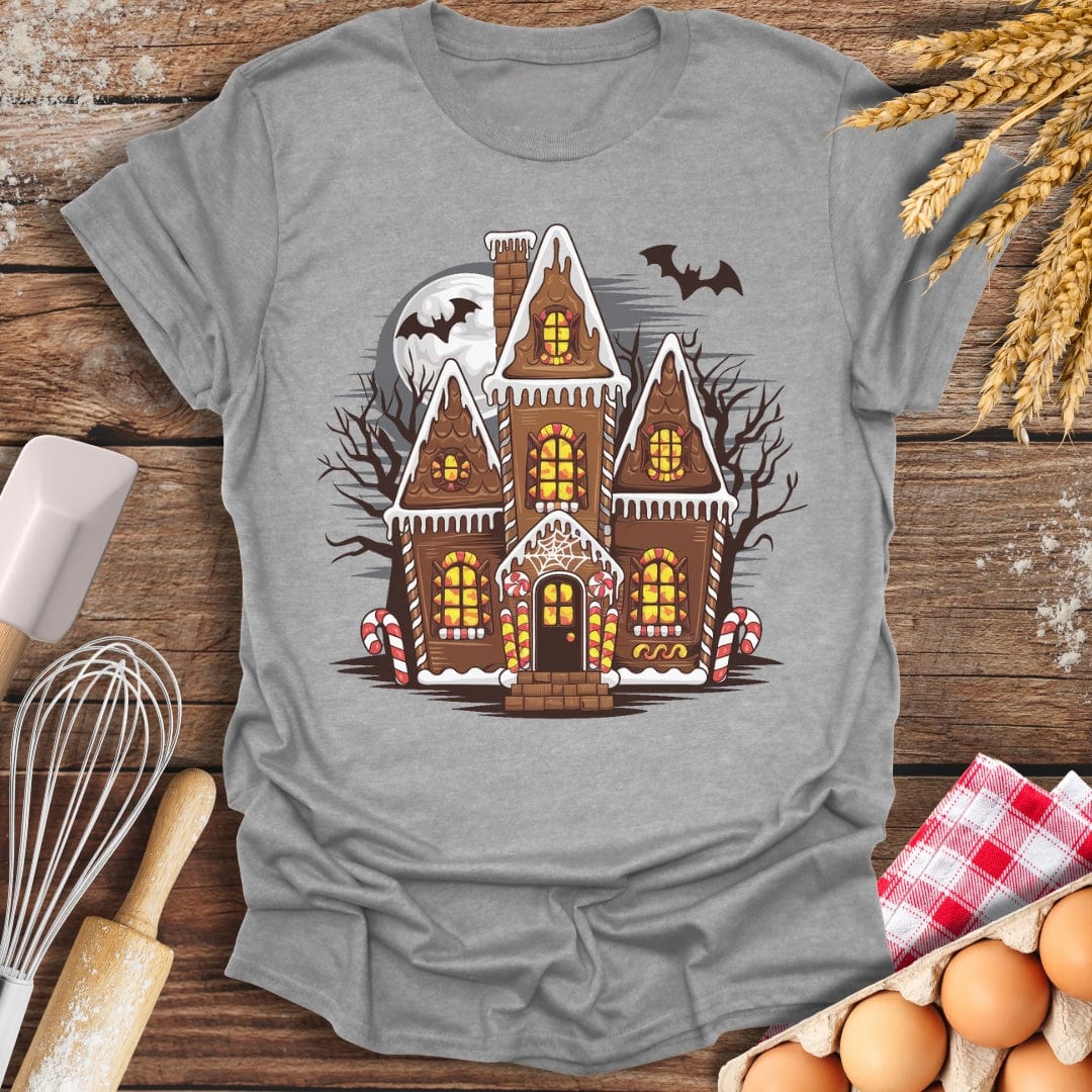 Haunted Gingerbread House T-Shirt Sport Grey / S Baking Threads