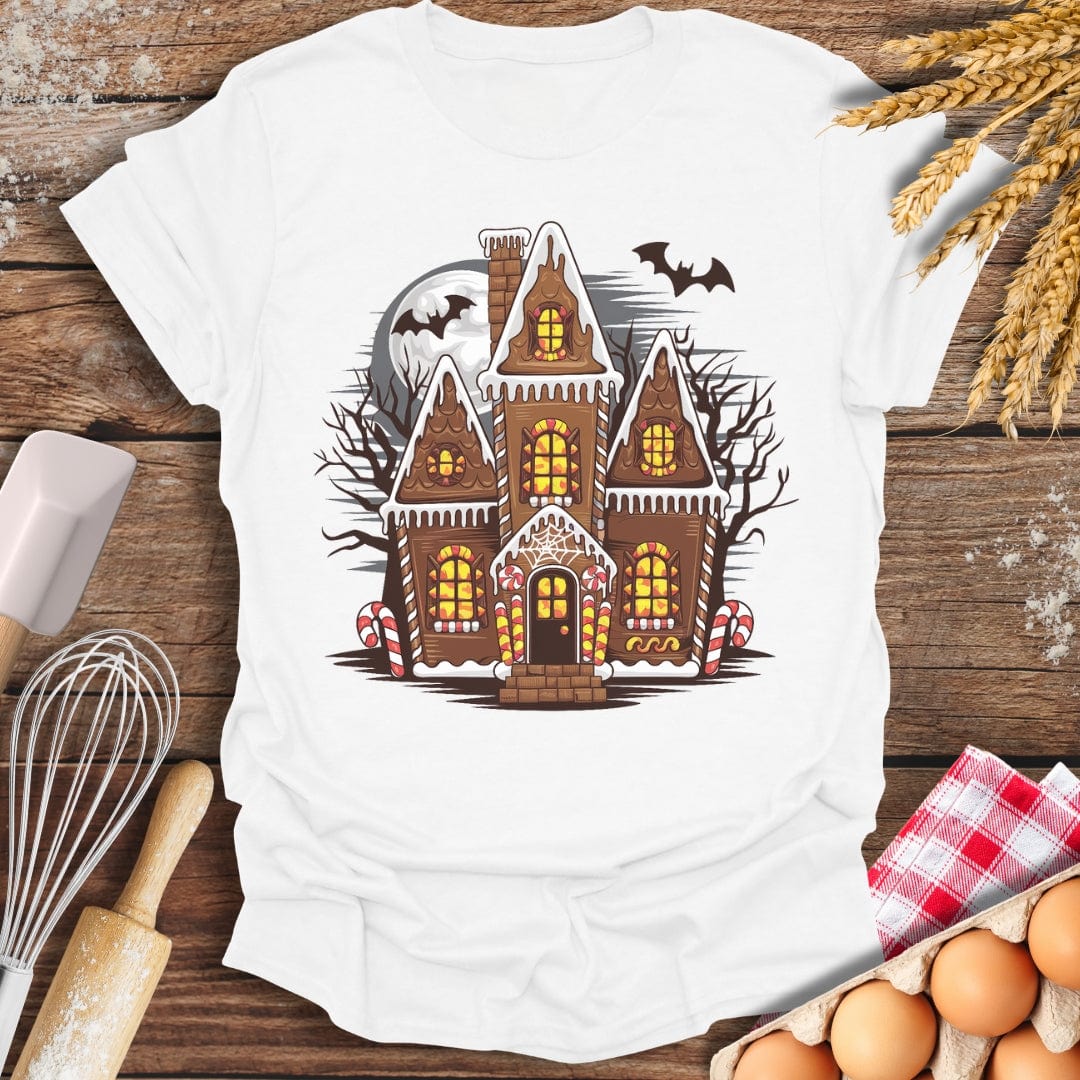 Haunted Gingerbread House T-Shirt White / S Baking Threads