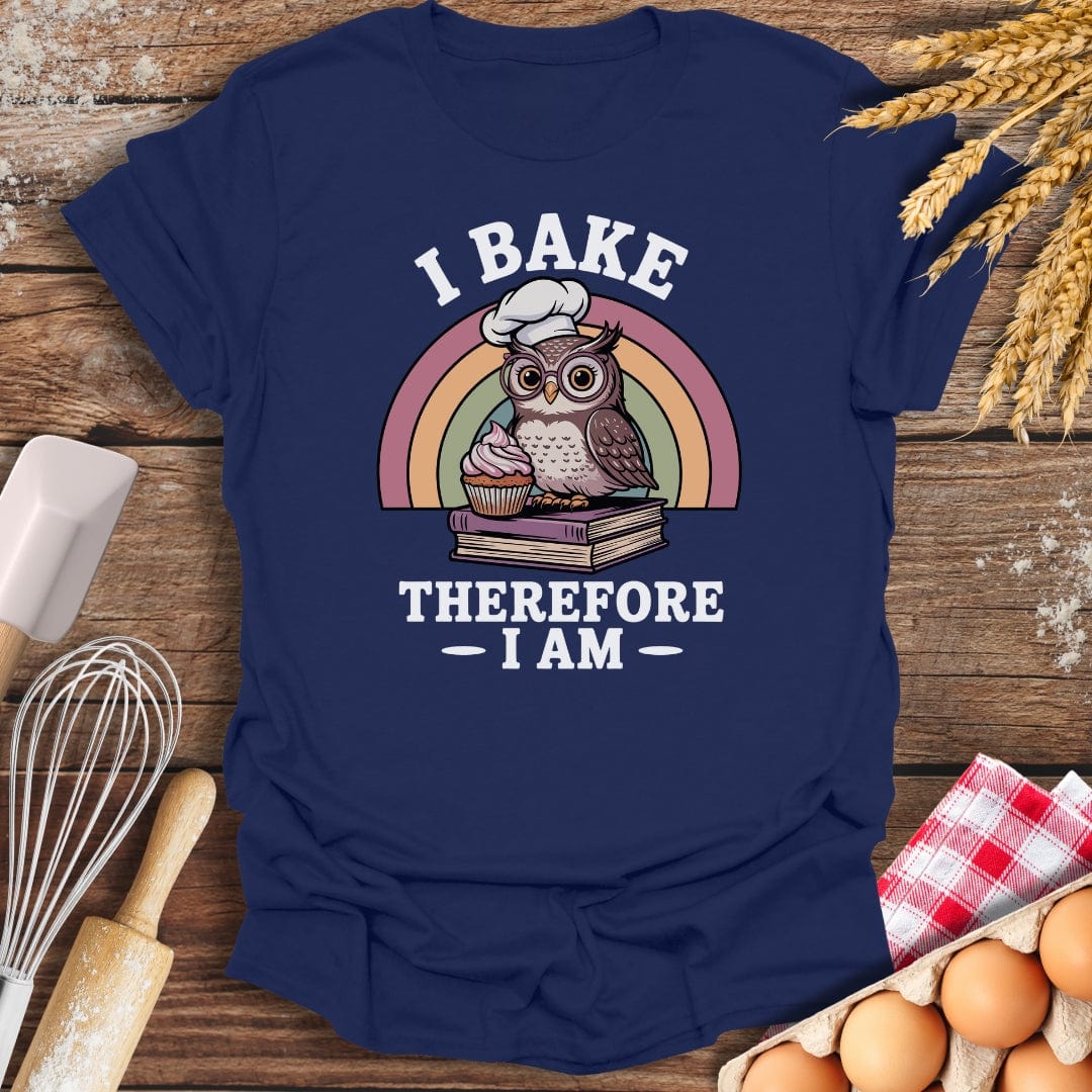 I Bake Therefore I Am T-Shirt Navy / S Baking Threads