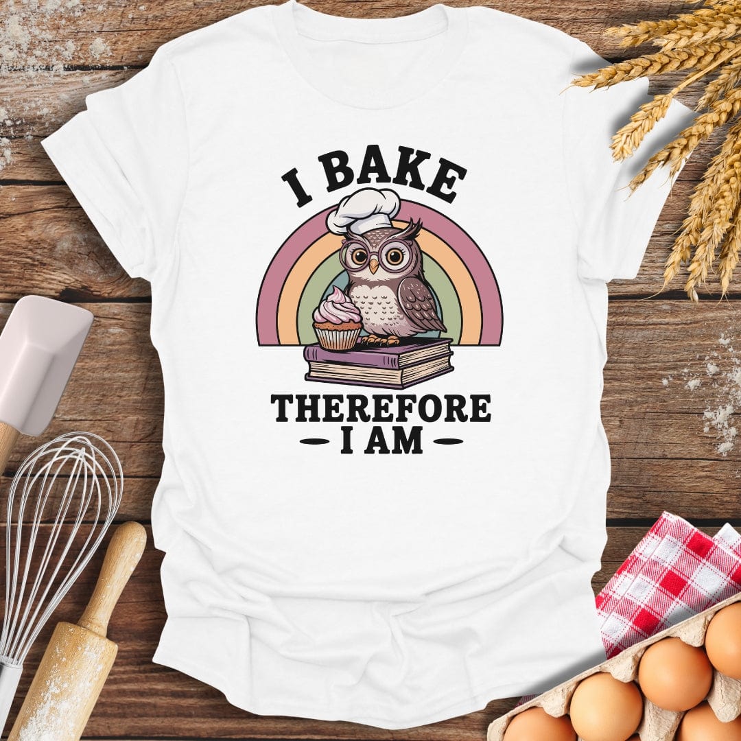 I Bake Therefore I Am T-Shirt White / S Baking Threads