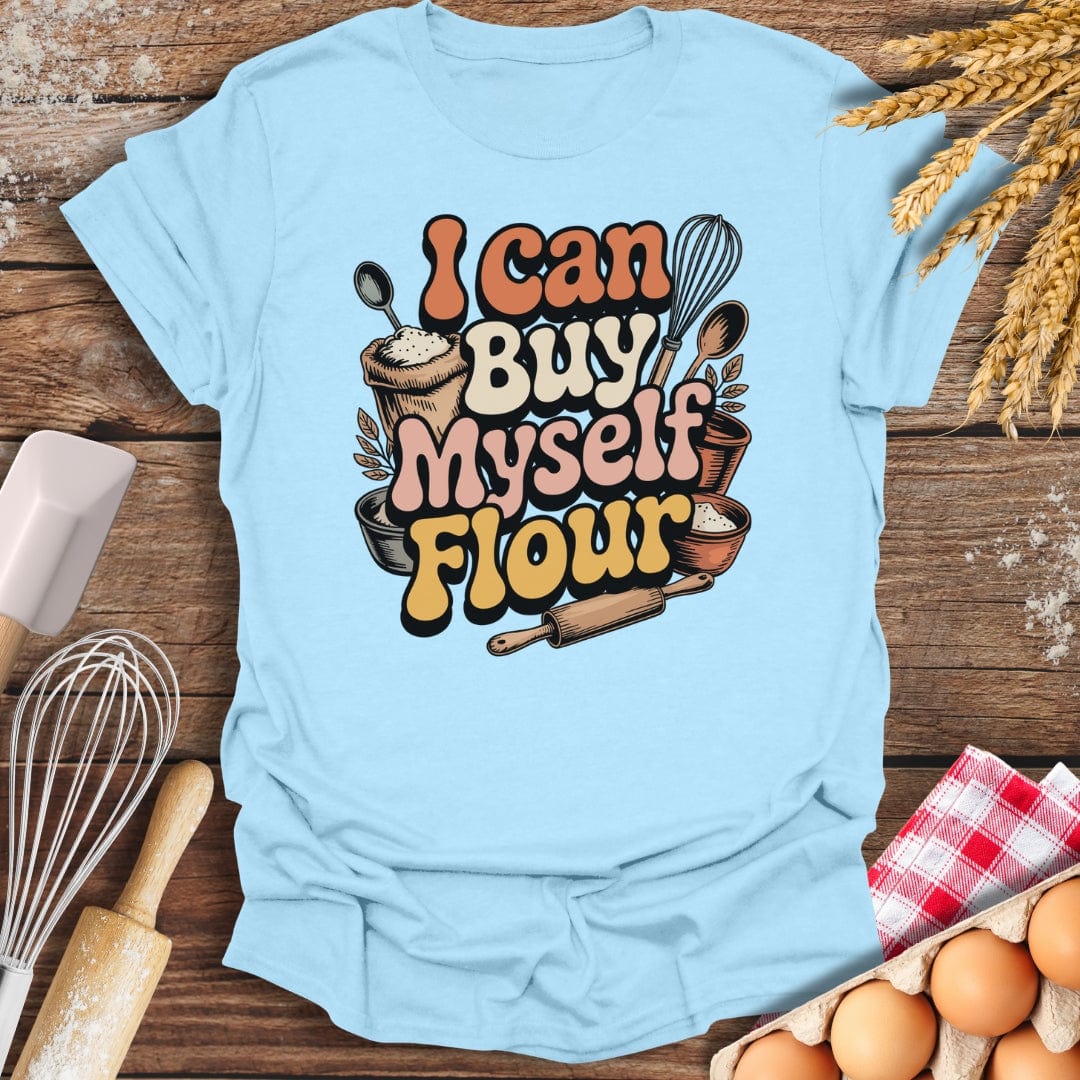 I Can By Myself Flour T-Shirt Light Blue / S Baking Threads