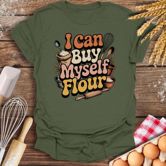 I Can By Myself Flour T-Shirt Military Green / S Baking Threads