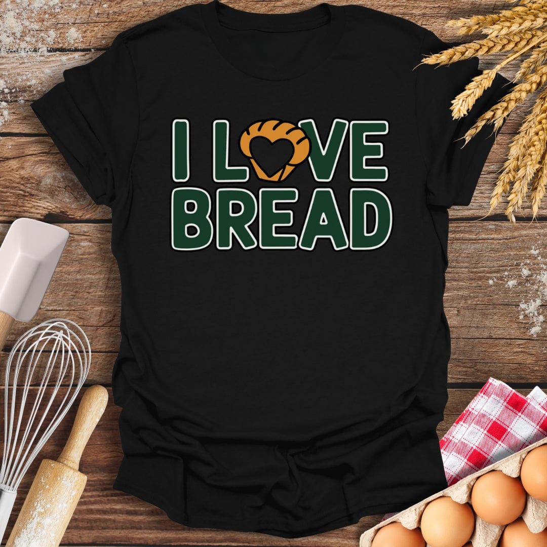 I Love Bread T-Shirt Black / S Baking Threads
