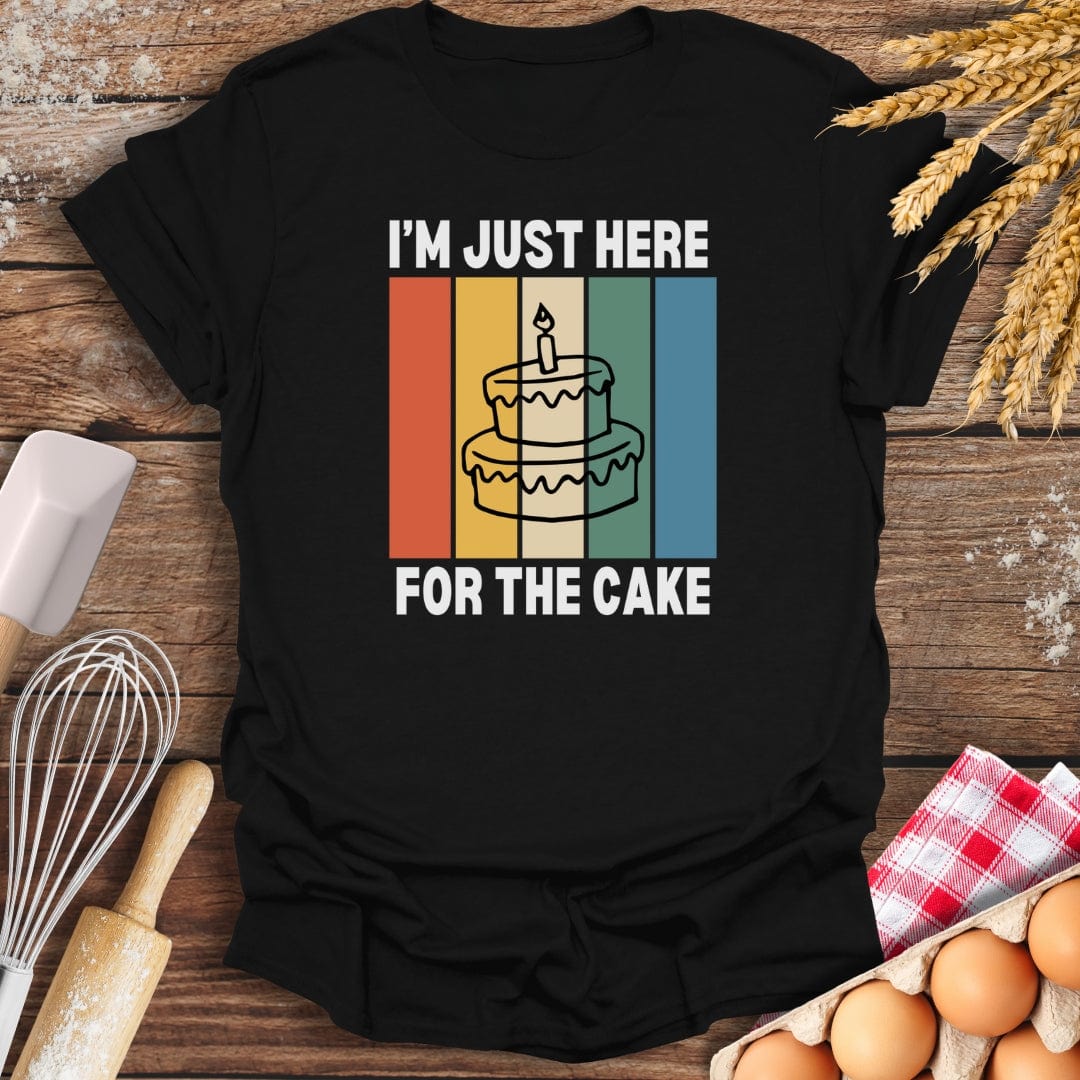 I'm Just Here For The Cake T-Shirt Black / S Baking Threads