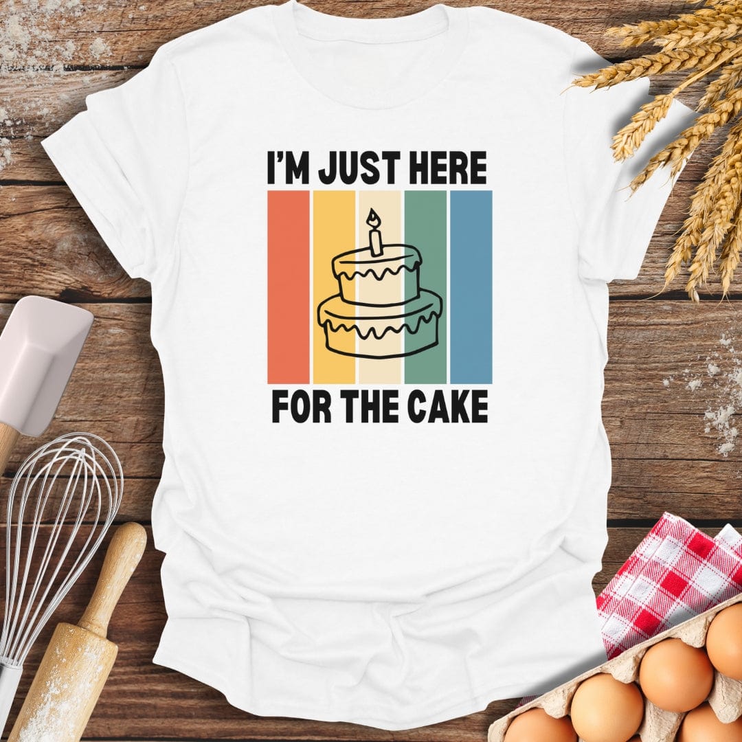 I'm Just Here For The Cake T-Shirt White / S Baking Threads