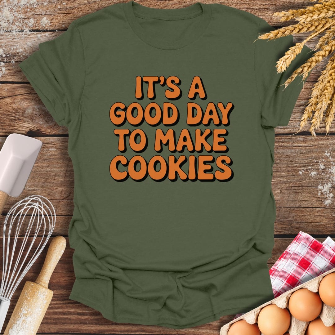 It's A Good Day To Make Cookies Retro T-Shirt Military Green / S Baking Threads