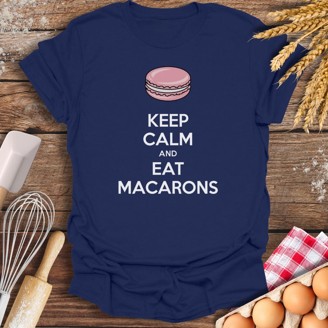 Keep Calm and Eat Macarons T-Shirt Navy / S Baking Threads