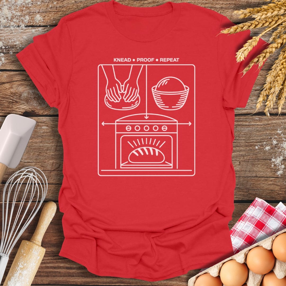 Knead Proof Repeat T-Shirt Red / S Baking Threads