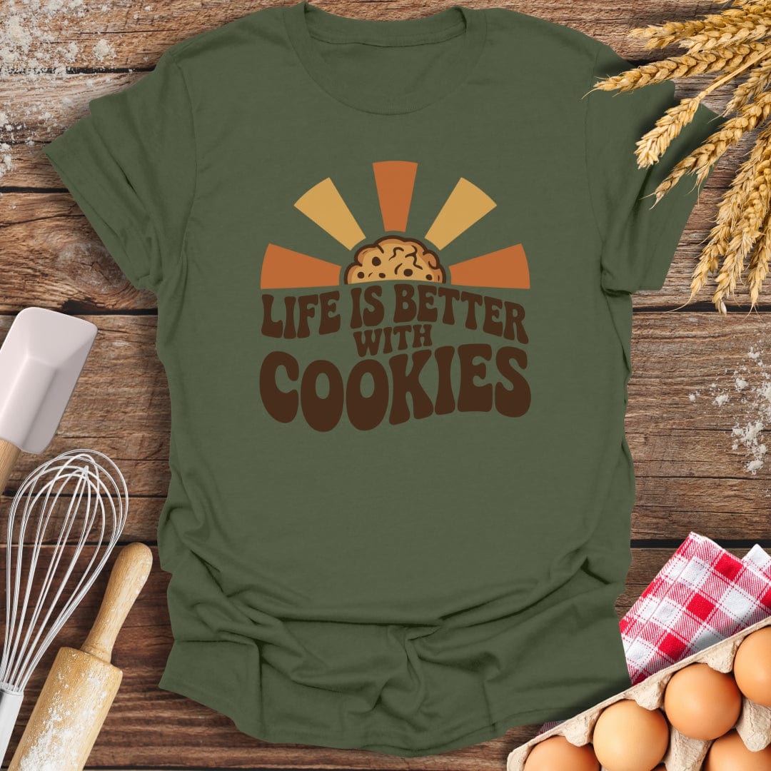 Life Is Better With Cookies T-Shirt Military Green / S Baking Threads
