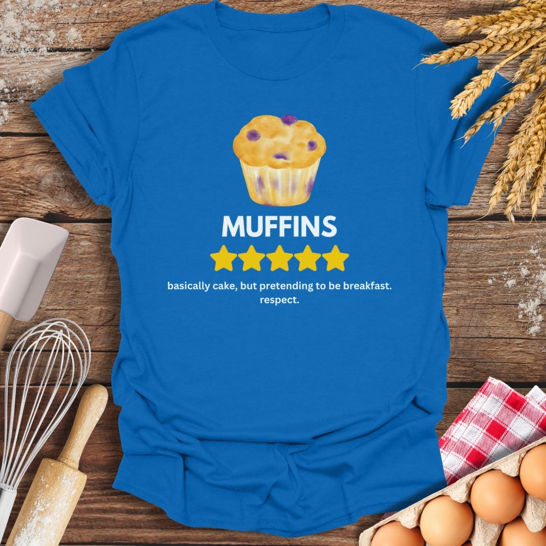 Muffins: 5 Star Review T-Shirt Royal / S Baking Threads