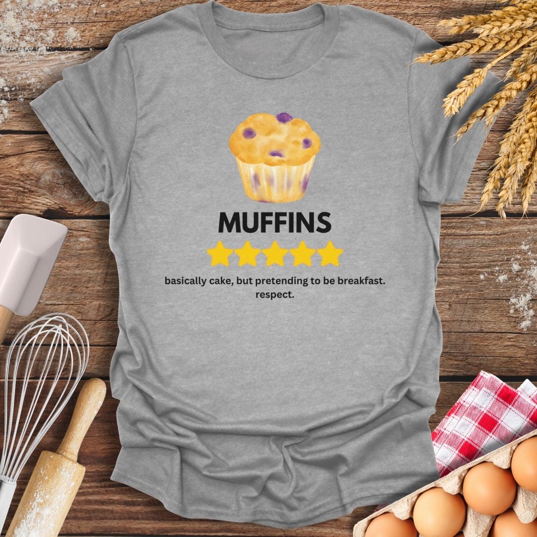 Muffins: 5 Star Review T-Shirt Sport Grey / S Baking Threads
