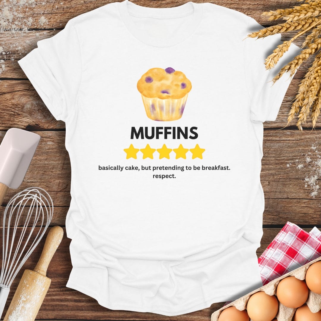 Muffins: 5 Star Review T-Shirt White / S Baking Threads