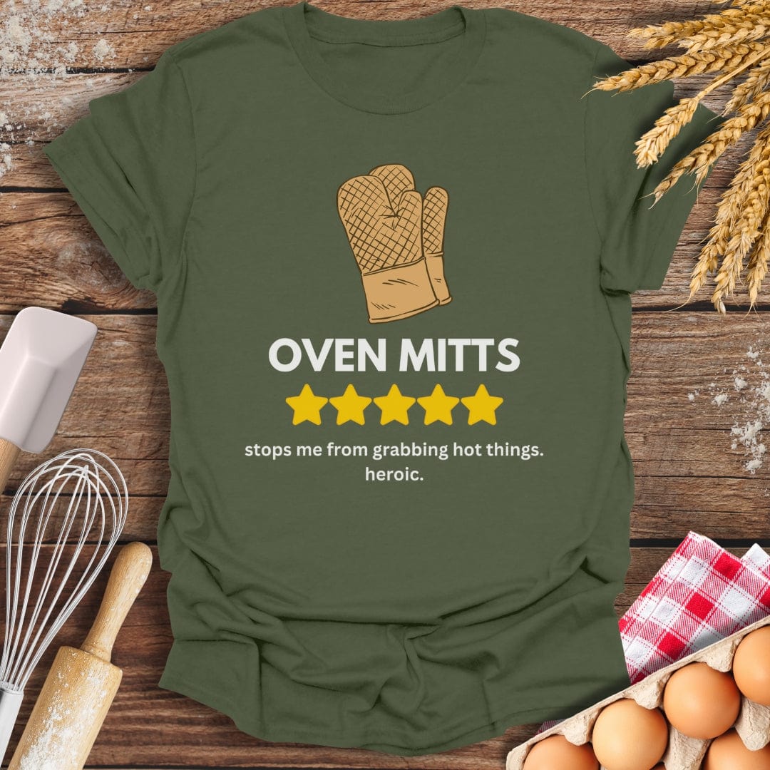 Oven Mitts: 5 Star Review T-Shirt Military Green / S Baking Threads