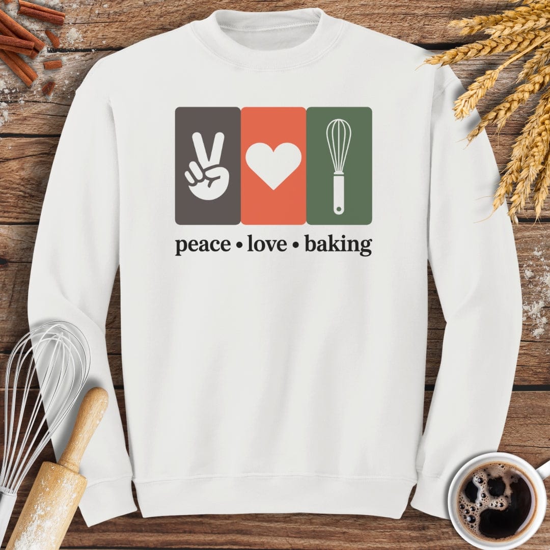 Peace Love Baking Sweatshirt Baking Threads