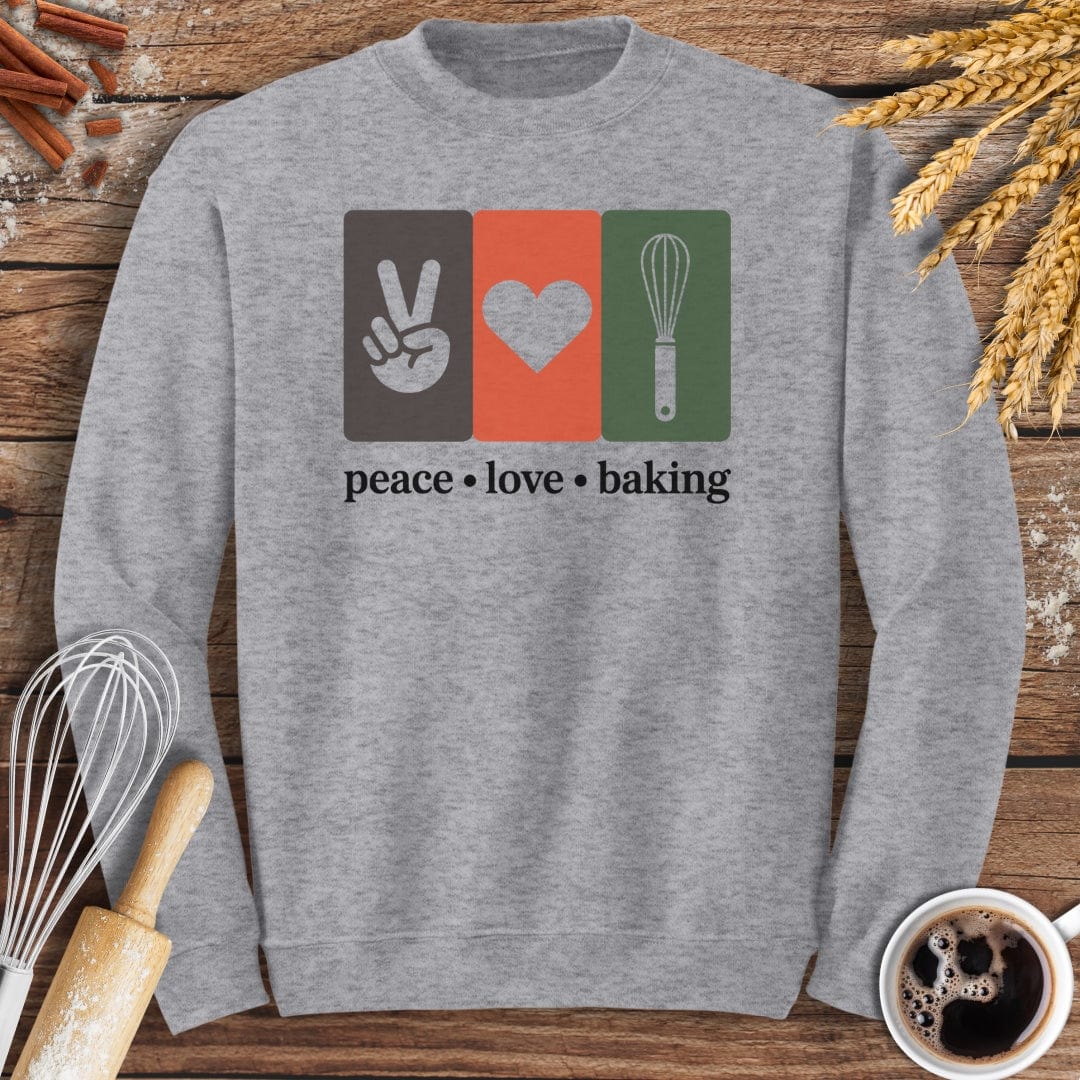 Peace Love Baking Sweatshirt Baking Threads