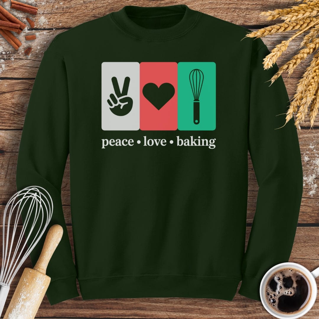 Peace Love Baking Sweatshirt Baking Threads