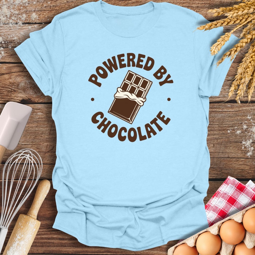 Powered By Chocolate T-Shirt Light Blue / S Baking Threads