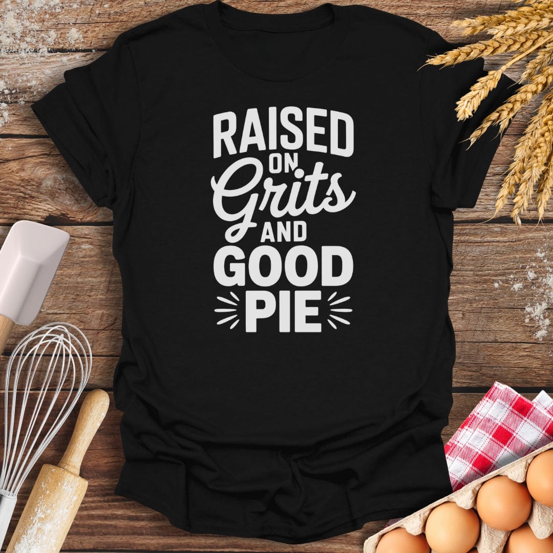 Raised on Grits & Good Pie T-Shirt Black / S Baking Threads