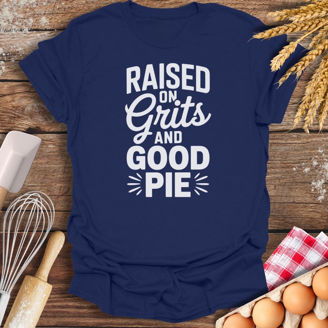 Raised on Grits & Good Pie T-Shirt Navy / S Baking Threads