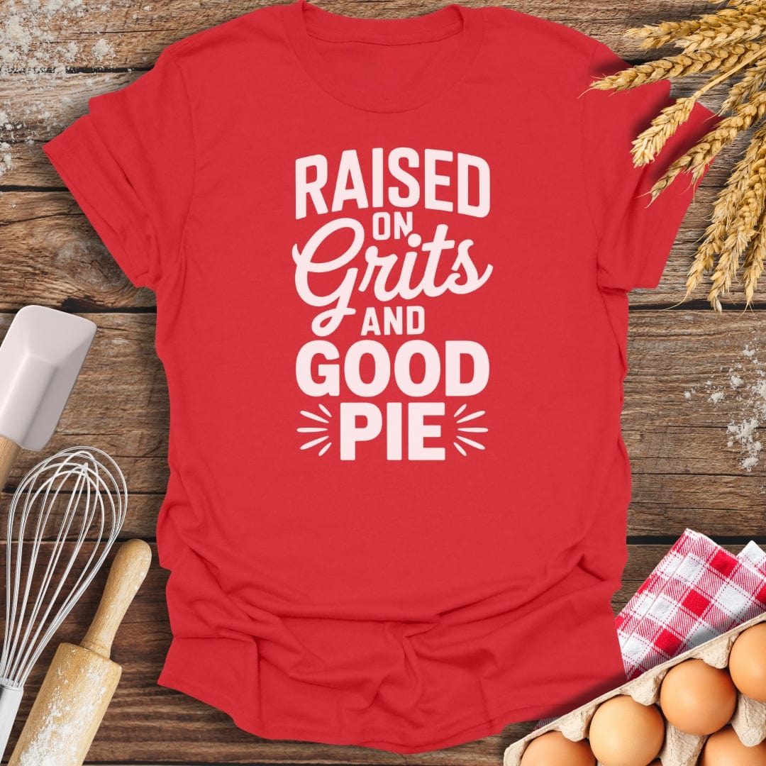 Raised on Grits & Good Pie T-Shirt Red / S Baking Threads