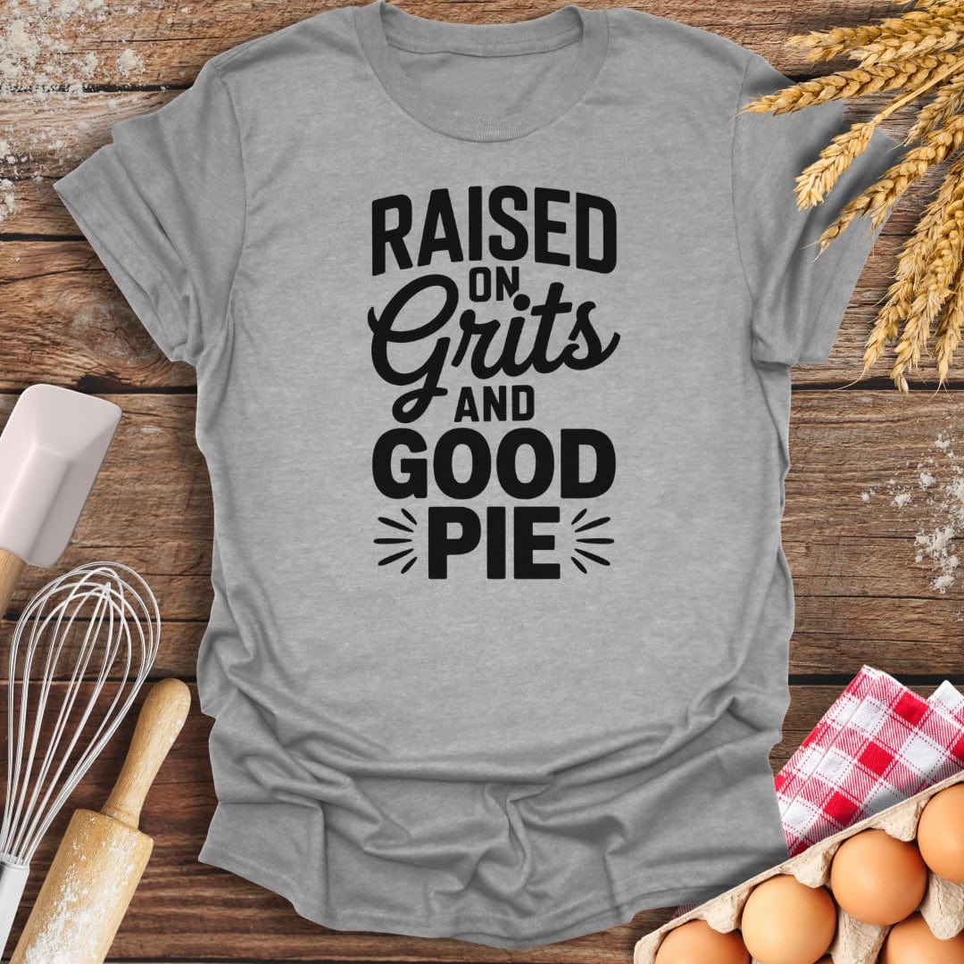 Raised on Grits & Good Pie T-Shirt Sport Grey / S Baking Threads