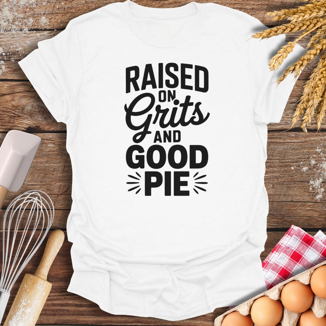 Raised on Grits & Good Pie T-Shirt White / S Baking Threads