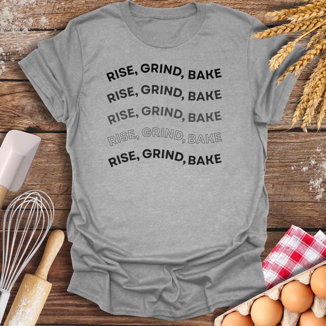 Rise, Grind, Bake T-Shirt Sport Grey / S Baking Threads
