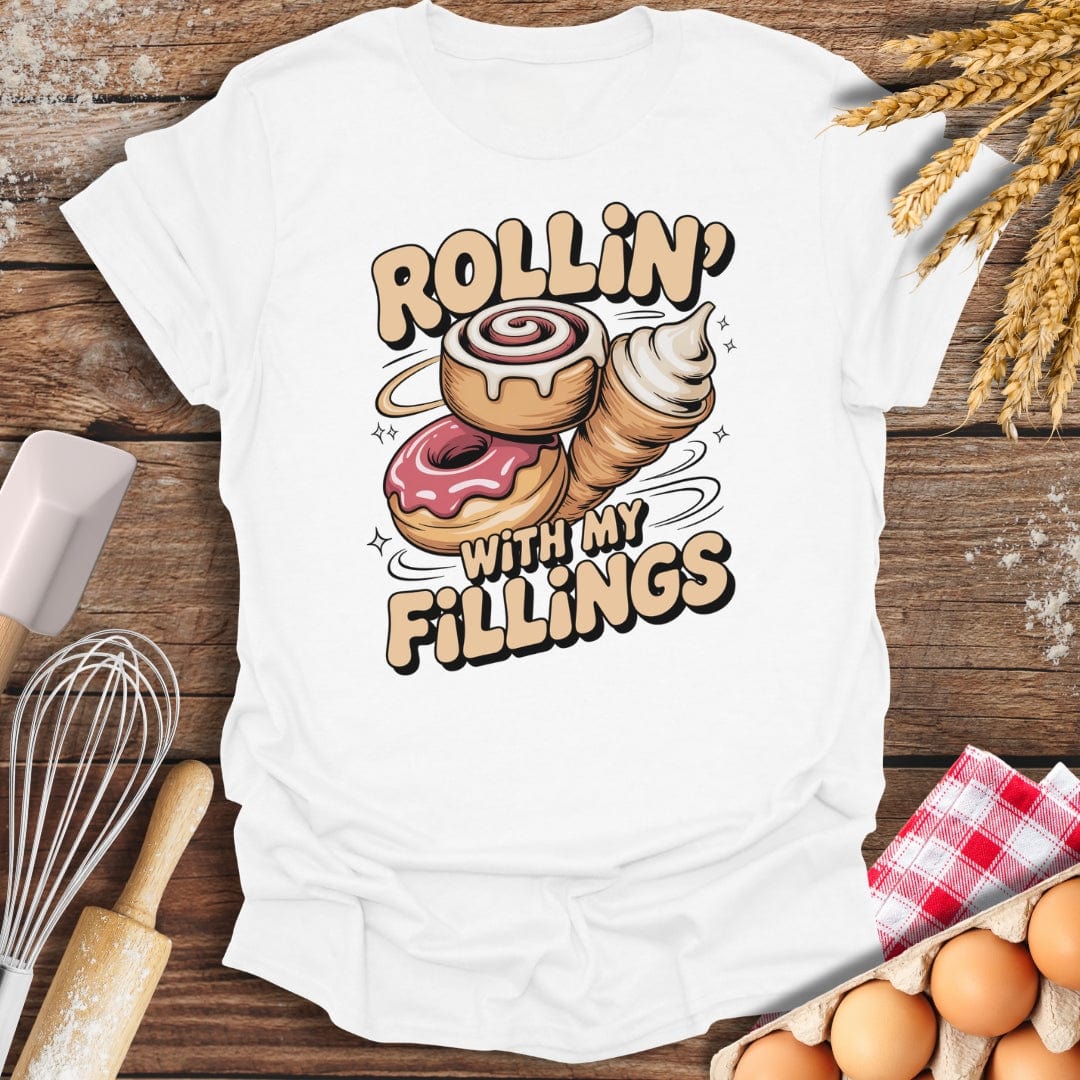 Rollin' With My Fillings T-Shirt White / S Baking Threads