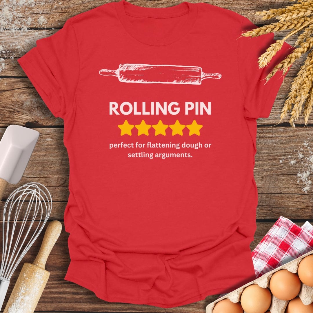 Rolling Pin: 5 Star Review T-Shirt Red / S Baking Threads