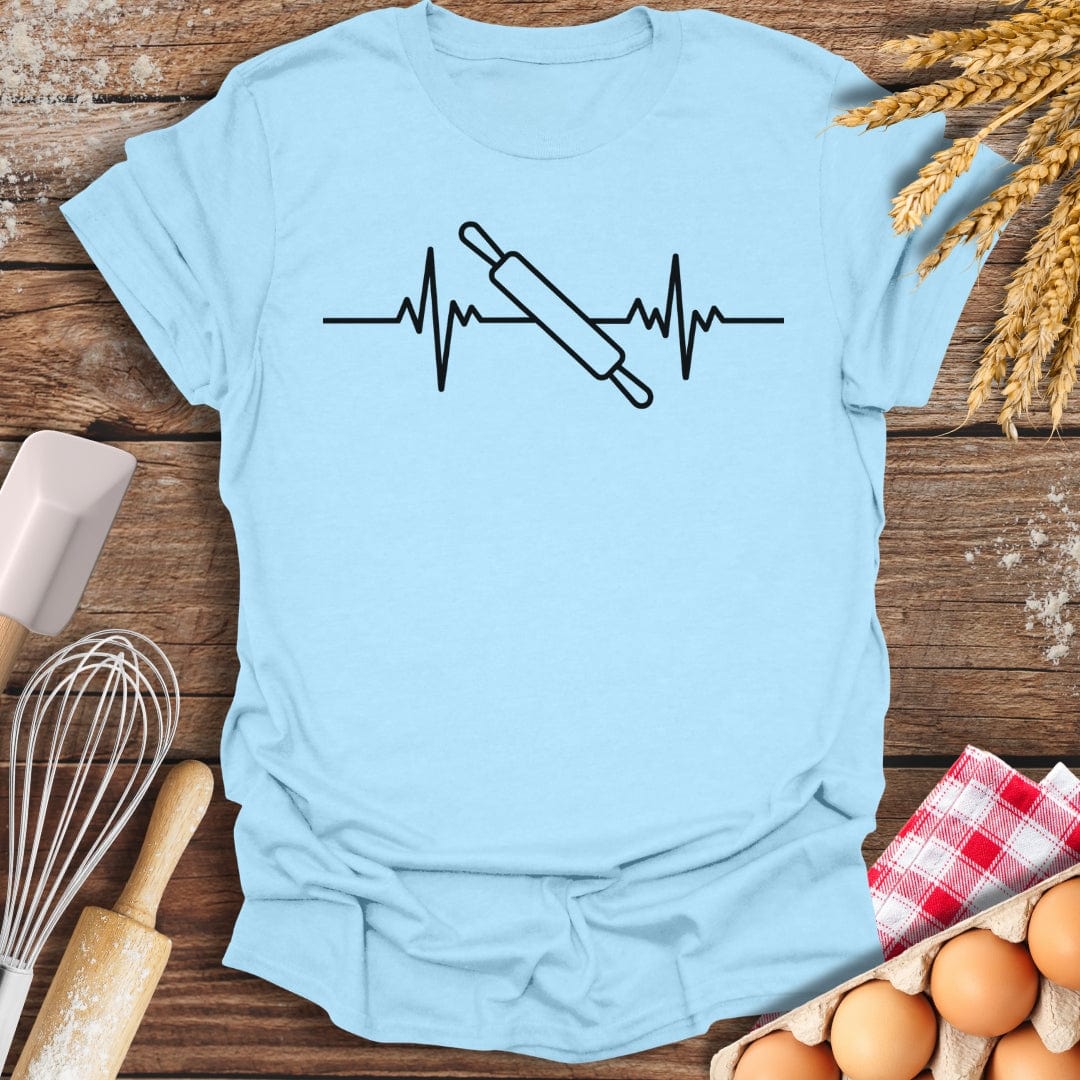 Rolling Pin EKG T-Shirt Light Blue / S Baking Threads