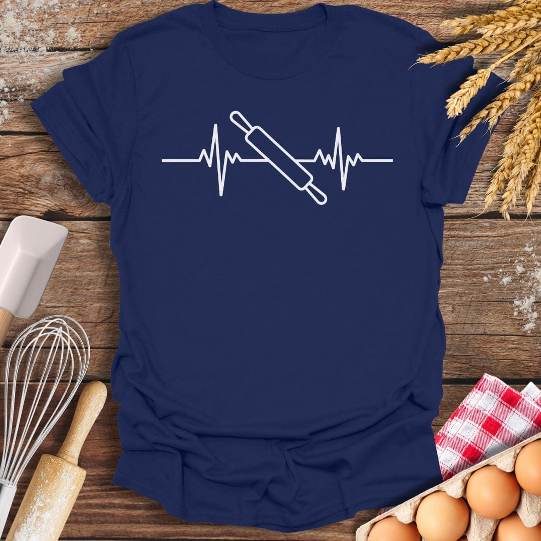 Rolling Pin EKG T-Shirt Navy / S Baking Threads