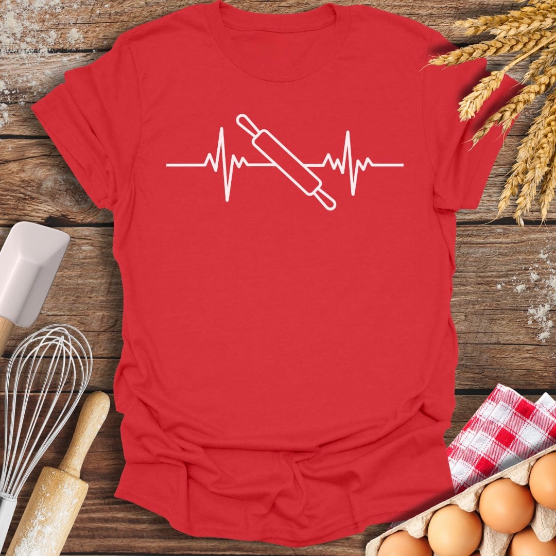 Rolling Pin EKG T-Shirt Red / S Baking Threads