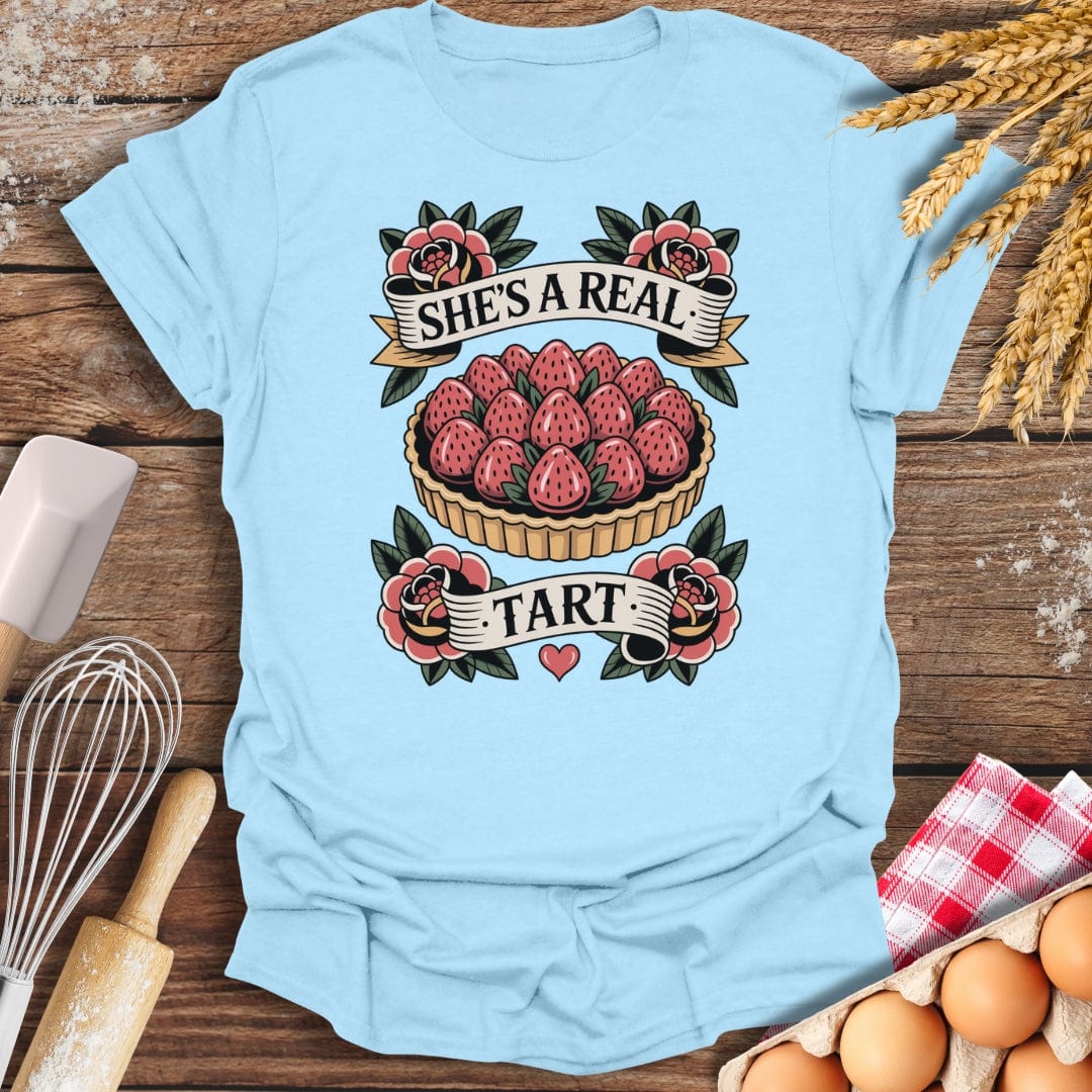 She's A Real Tart T-Shirt Light Blue / S Baking Threads