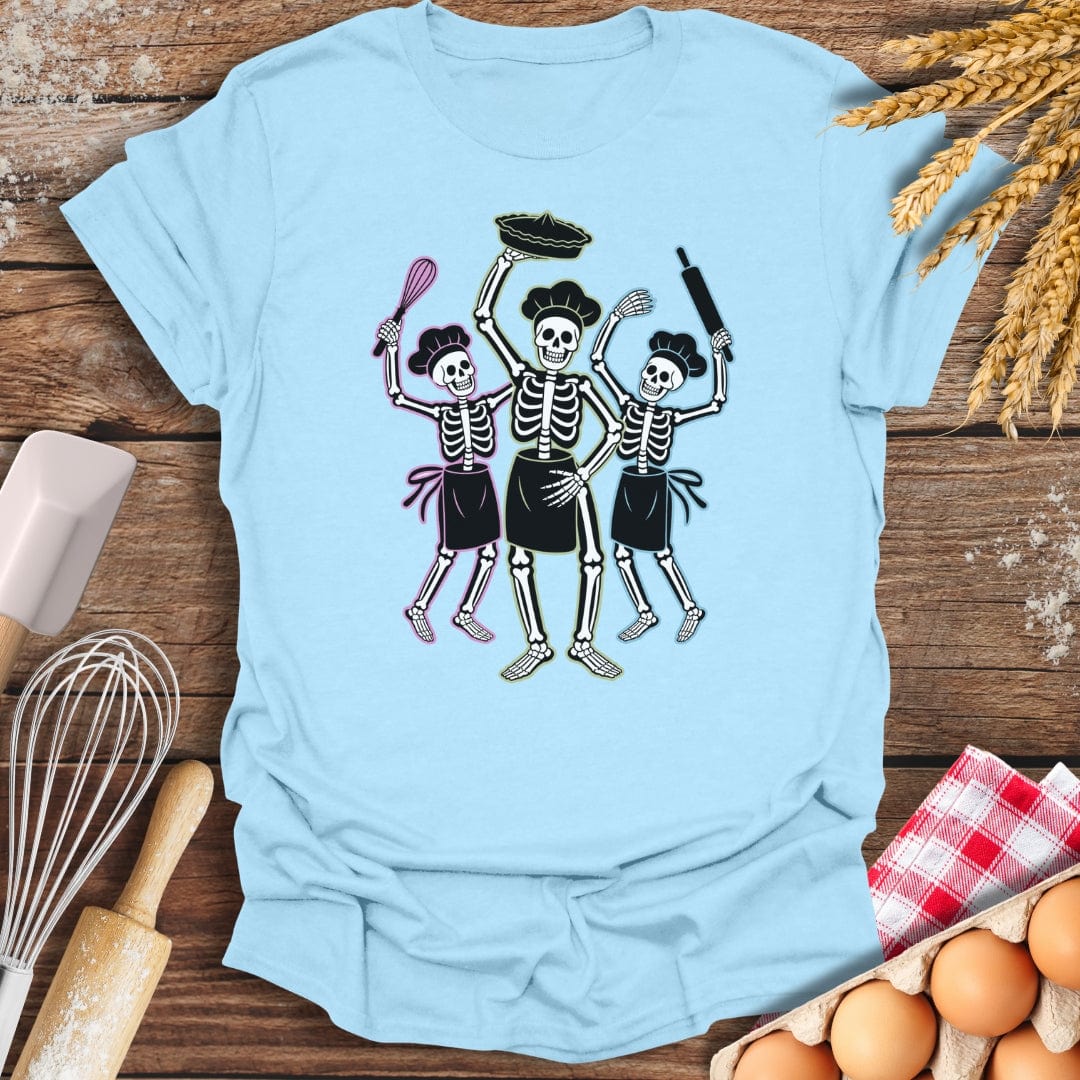 Skeleton Bakers Party T-Shirt Light Blue / S Baking Threads