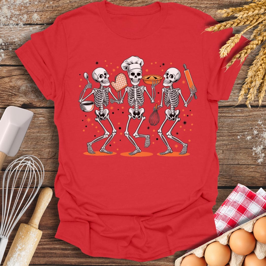 Skeletons Baking T-Shirt Red / S Baking Threads