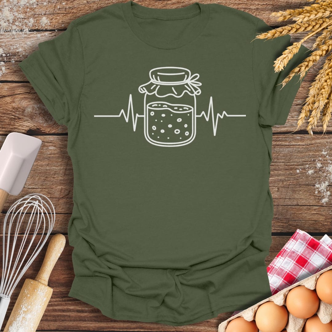 Sourdough Starter EKG T-Shirt Military Green / S Baking Threads