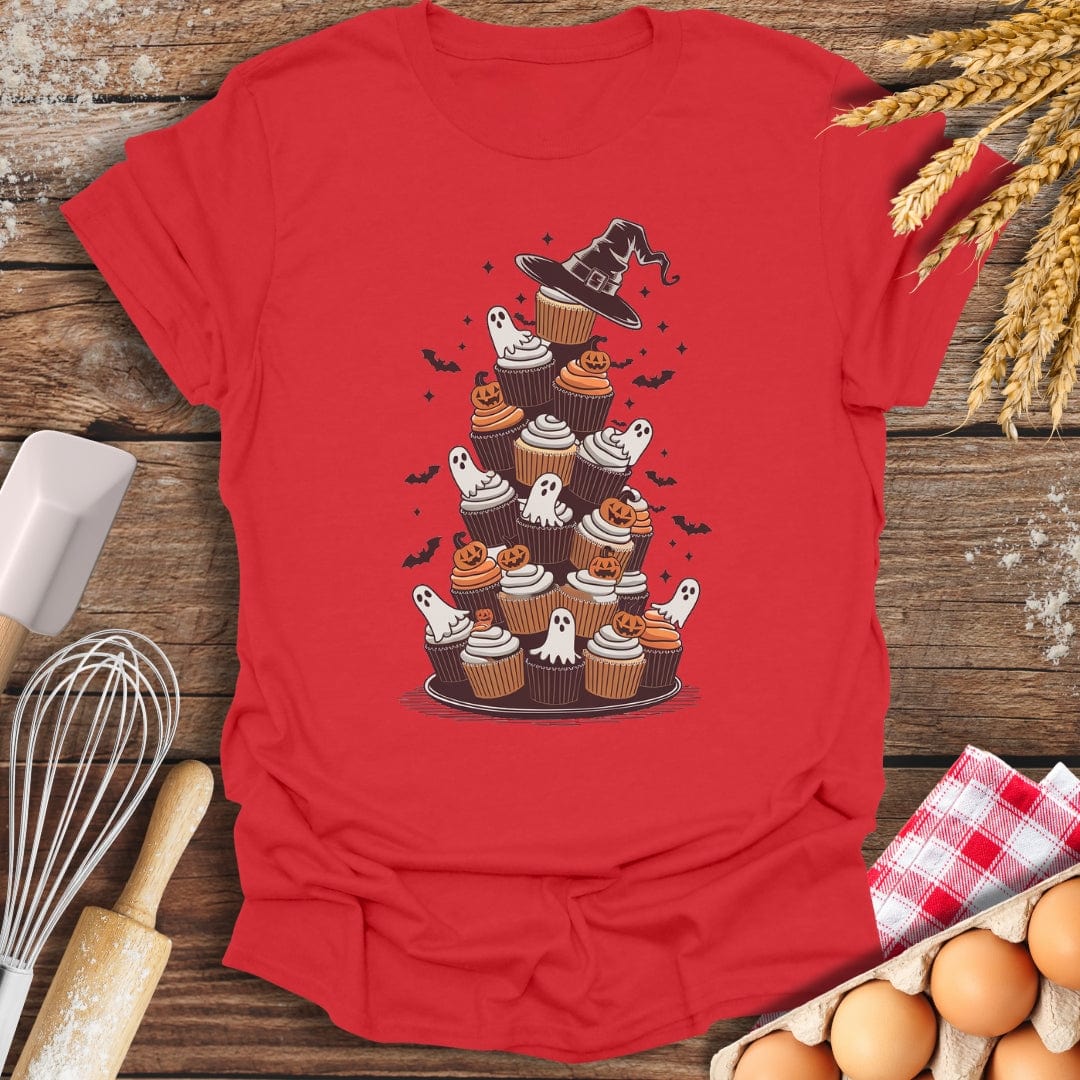 Spooky Cupcake Tower T-Shirt Red / S Baking Threads